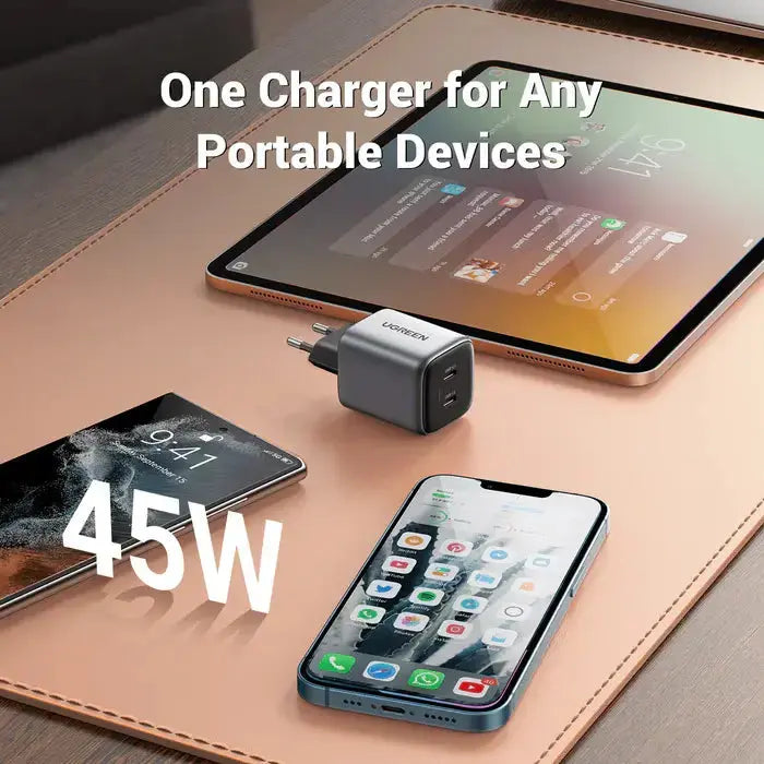 UGREEN 45W Nexode 2-Port USB C Charger GaN II Tech Galaxy S22 Ultra S21 MacBook Air iPhone 14 Pro Max Plus Wall (90573) Ugreen