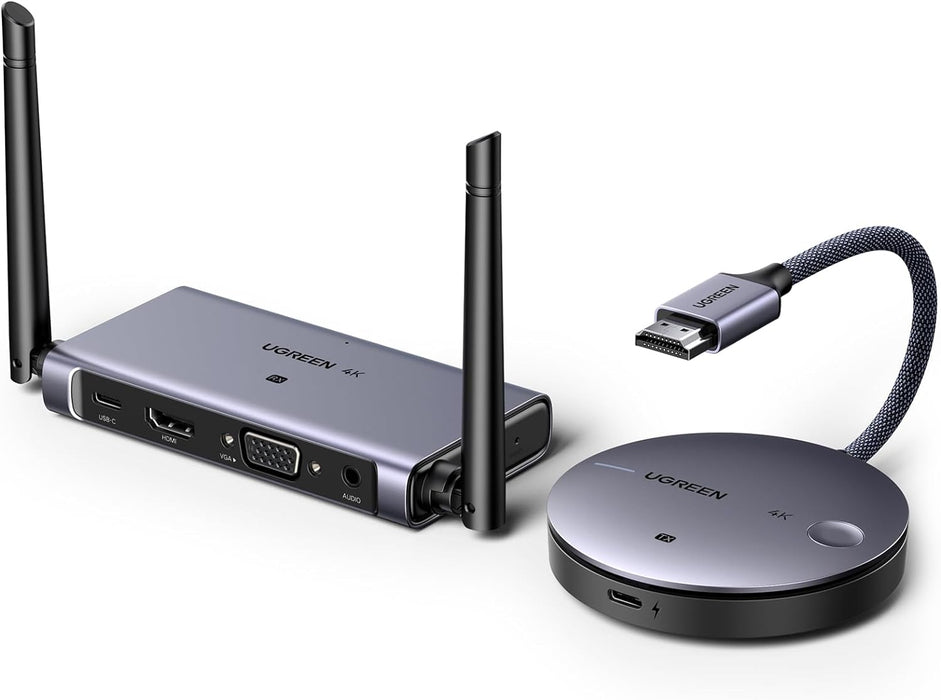 UGREEN 4K@30Hz 2.4G/5G Wireless HDMI Transmitter and Receiver, One Click to Connection, 165FT/50M Range, Extender for Streaming up Video and Audio to Monitor from Laptop/PC/TV Box (90909A)