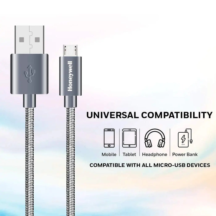 HONEYWELL HC000024 USB To Micro USB Braided Cable 1.2M -  Grey