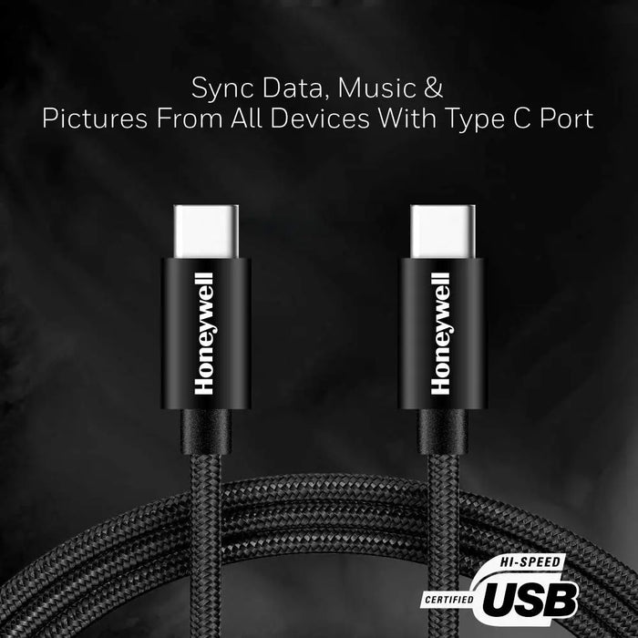 HONEYWELL HC000038 Type C To Type C Cable 1.2M Braided - Black