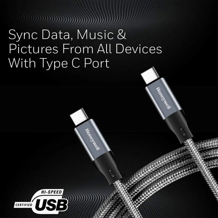 HONEYWELL HC000039 Type C To Type C USB 3.1 Cable 1.2M Braided - Grey