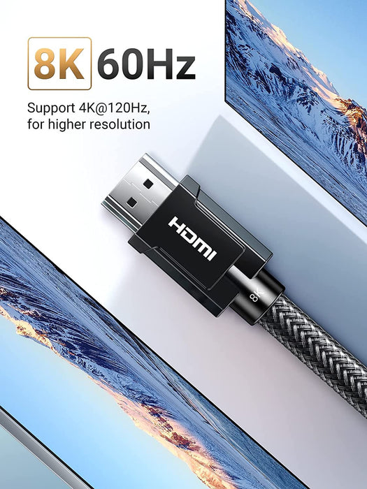 UGREEN 80602, 8K 48Gbps HDMI Cable Ultra High Speed HDMI 2.1 Support 8K 60Hz Dynamic HDR Dolby Vision eARC(Gray,3m)