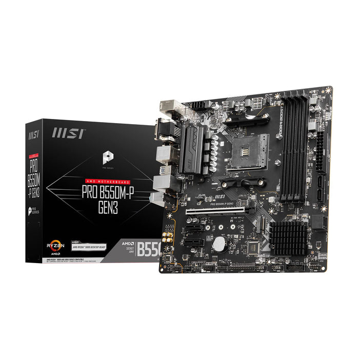 MSI PRO B550M-P GEN3 Motherboard (AMD Socket AM4/Ryzen 5000, 4000G and 3000 Series CPU/Max 128GB DDR4 4400MHz Memory)