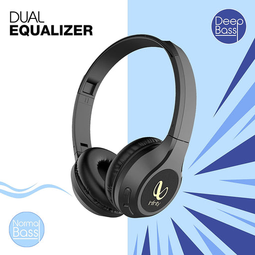 Infinity Tranz 700 On Ear Wireless Headphone With Mic( Quick Charge, Deep Bass, Dual Equalizer, Bluetooth5.0)Black