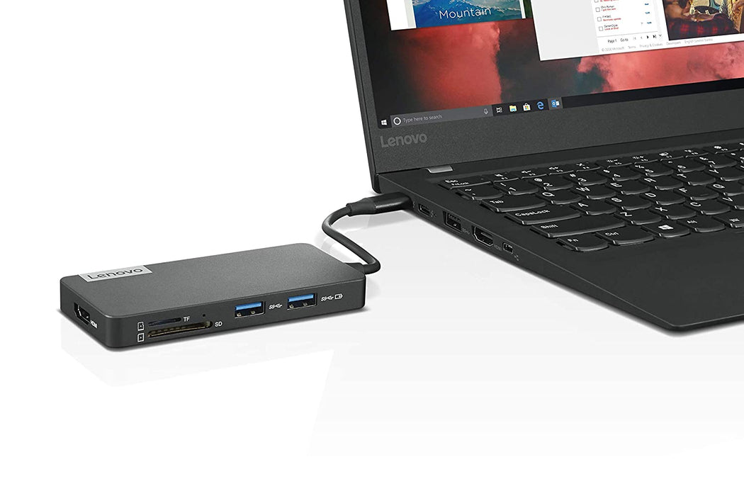 Lenovo USB-C 7-in-1 Travel Hub 2xUSB 3.0, 1xUSB 2.0, 1xHDMI™ 1.4, 1xTF Card Reader, 1xSD Card Reader, 1xUSB-C Charging Port