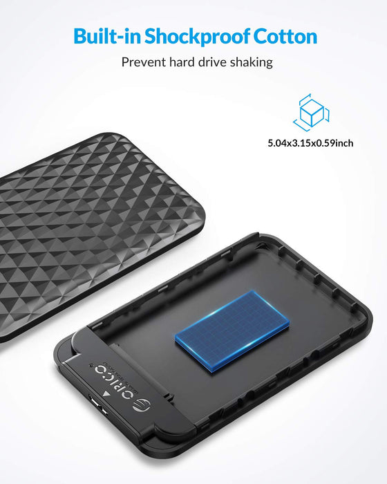 ORICO-2520U3-BK-EP 2.5" SATA USB3.0 HDD Portable External Enclosures Case(7mm and 9.5mm,4TB,Tool-Free Design,UASP)