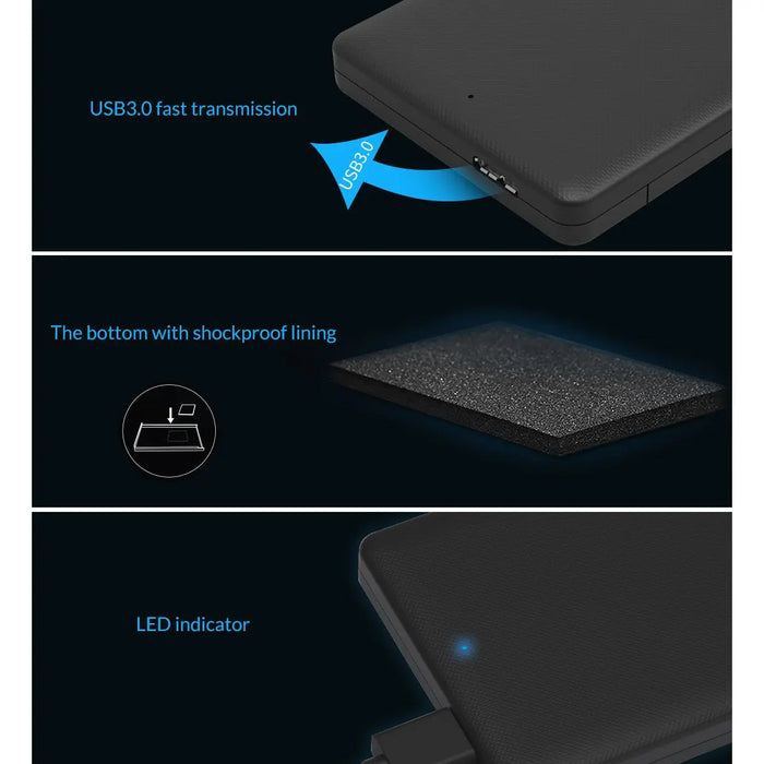 ORICO-2577U3-BK-EP 2.5" USB3.0 HDD Enclosure Case(SATA SSD HDD,Tool Free,BLK)