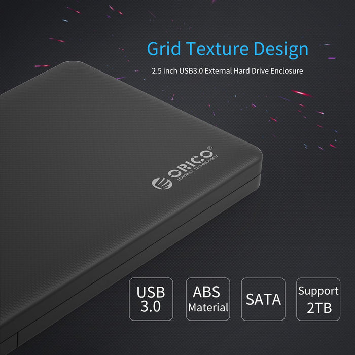 ORICO-2577U3-BK-EP 2.5" USB3.0 HDD Enclosure Case(SATA SSD HDD,Tool Free,BLK)
