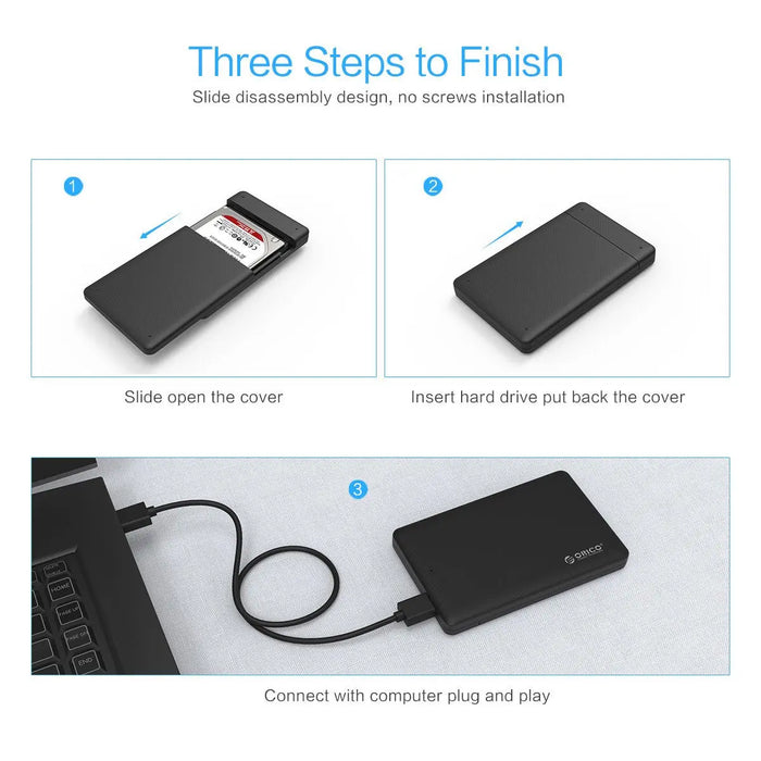 ORICO-2577U3-BK-EP 2.5" USB3.0 HDD Enclosure Case(SATA SSD HDD,Tool Free,BLK)