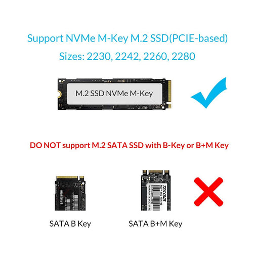 ORICO-TCM2-C3-BK-BP Transparent NVMe M.2 Tool Free USB3.1 Type-C Gen2 10Gbps To M.2 SSD Enclosure