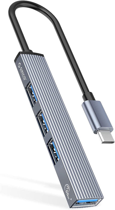 ORICO-AH-13-GY-BP Mini USB C Hub Extensions,4 Port Type C USB 3.0 Hub Expander,Aluminum Shell With USB3.0 Port, USB2.0 Port