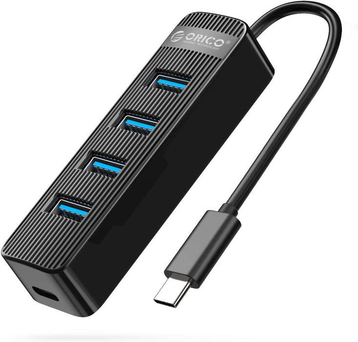 ORICO-TWC3-4A-BK-EP 4 Port USB C Hub, Ultra Slim USB 3.0 Data Hub For Laptop, MacBook Pro, More Type C Devices