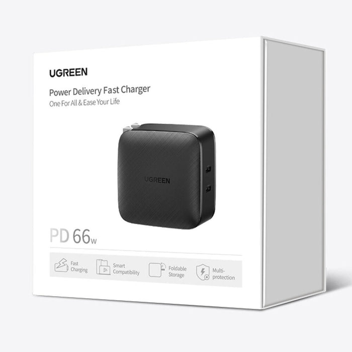 UGREEN 70867, 66W USB C Power Bank 2 Port PD Charger PPS Supports 20W- Black
