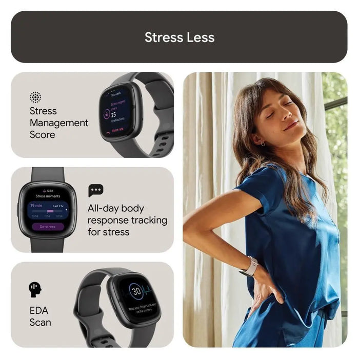 Fitbit Sense 2 Health & Fitness Watch(Shadow Grey/Graphite) FB521BKGB-FRCJK