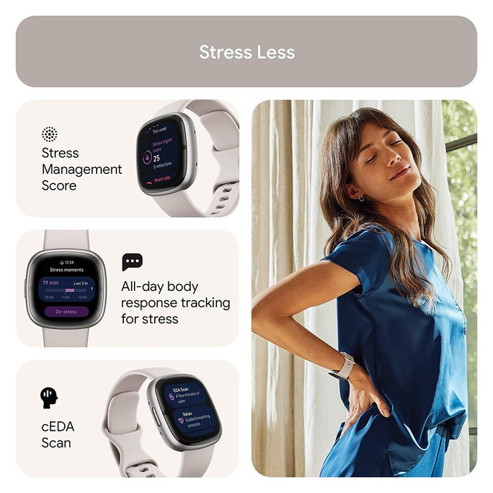 Fitbit Sense 2 Health & Fitness Watch(Lunar White / Platinum Aluminum)FB521SRWT-FRCJK