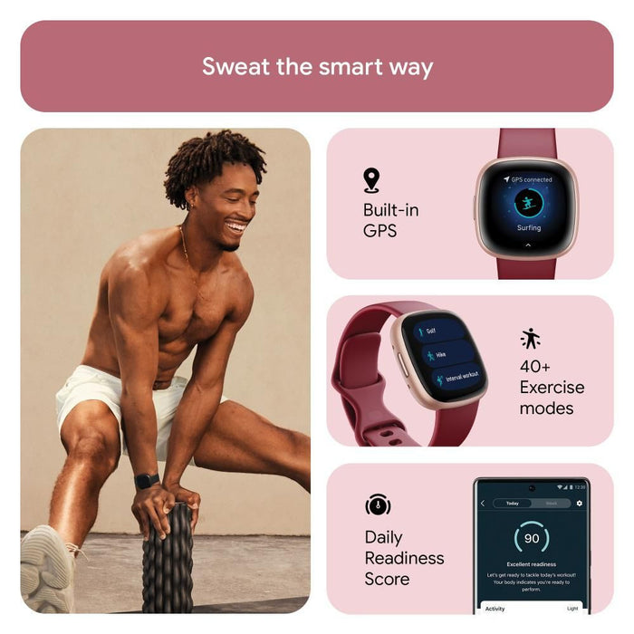 Fitbit Versa 4 Fitness Watch (Beet Juice / Copper Rose Aluminum) FB523RGRD-FRCJK 
