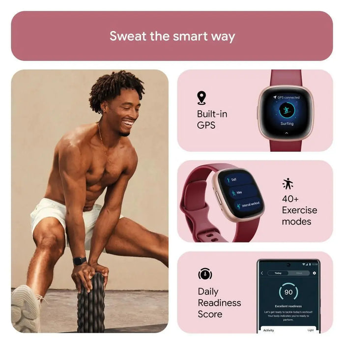 Fitbit Versa 4 Fitness Watch (Beet Juice / Copper Rose Aluminum) FB523RGRD-FRCJK