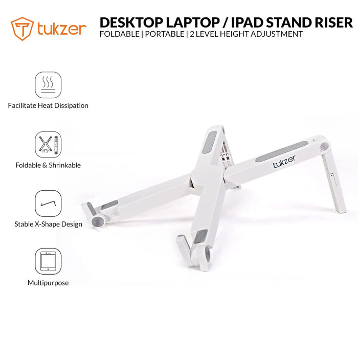 Tukzer CCC-AAA-DE-0712-F1-213 15.6" 2 Level Foldable Laptop Stand Riser-White(Open Box)