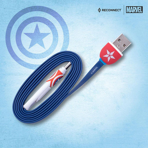 Reconnect  DCB301 Marvel Captain America Dual Cable, Micro USB & Type C, Charge & Sync (1m)