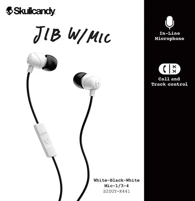 Skullcandy Jib Wired In-Earphone With Mic-S2DUYK-441 (White/Black)