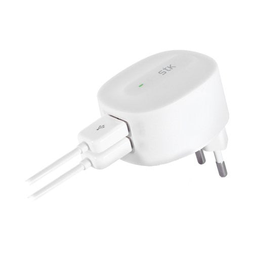 STK Dual USB Port 2.1A Travel Charger (White)
