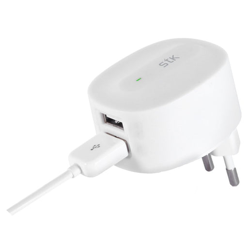 STK Dual USB Port 2.1A Travel Charger (White)