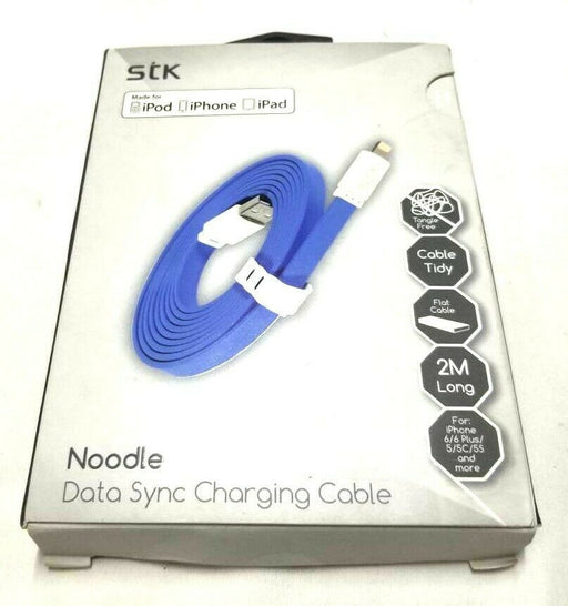 STK Noodle Data Sync Charge Cable MFi Certified For iPhone (2m/Blue)