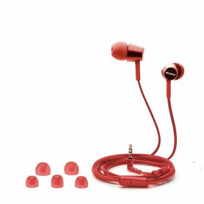 SONY MDR-EX150AP Wired Headset With Mic (Red, In the Ear)