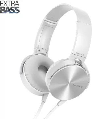 SONY XB450 Wired without Mic Headset  (White, On the Ear)