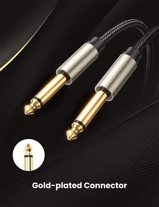 Ugreen 10639 6.35mm Male To Male Stereo Auxillary Audio Cable 1m(Gold)