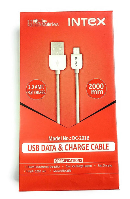 Intex DC- 201B USB Charger & Data Cable For All Android Devices (White)