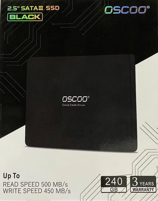 OSCOO 2.5" SATA III 240GB SSD Hard Drive Black For PC & Laptop(OSSSD-001240GB)