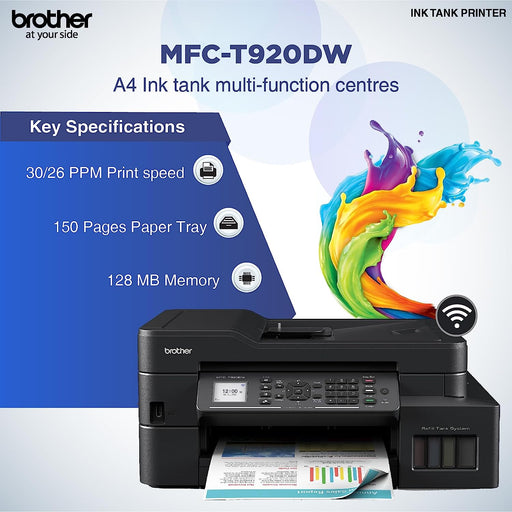 Brother MFC-T920DW All-In One Ink Tank Refill System Printer With Wi-Fi & Auto Duplex Printing-Black
