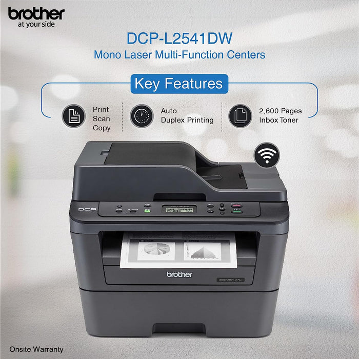 Brother DCP-L2541DW Multi-Function Monochrome Laser Printer With Wi-Fi, Network & Auto Duplex Printing-Black