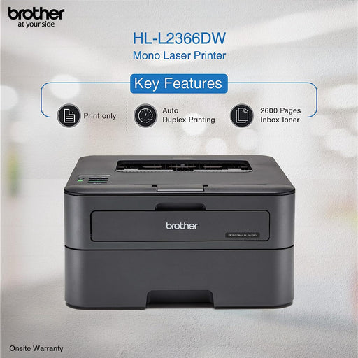 Brother HL-L2366DW Monochrome Laser Printer With Wi-fi, Network & Auto Duplex Printing (Black)