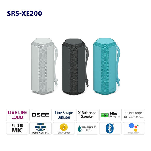 Sony SRS-XE200 X-Series Wireless Portable-Bluetooth-Speaker, IP67 Waterproof/Dustproof/Shockproof- Black