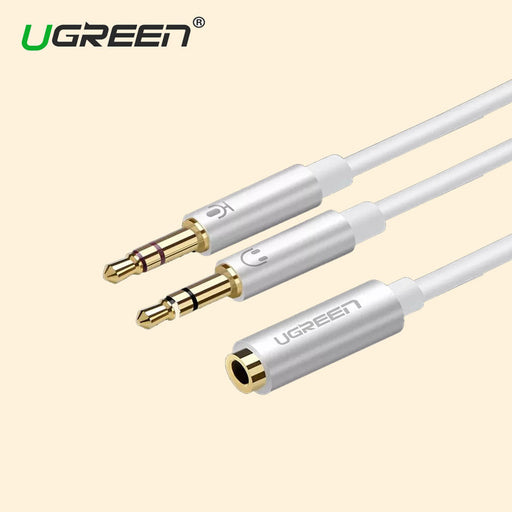 Ugreen 20897 3.5mm Female To 2 Male Audio ABS Case Splitter Cable 20Cm (White)