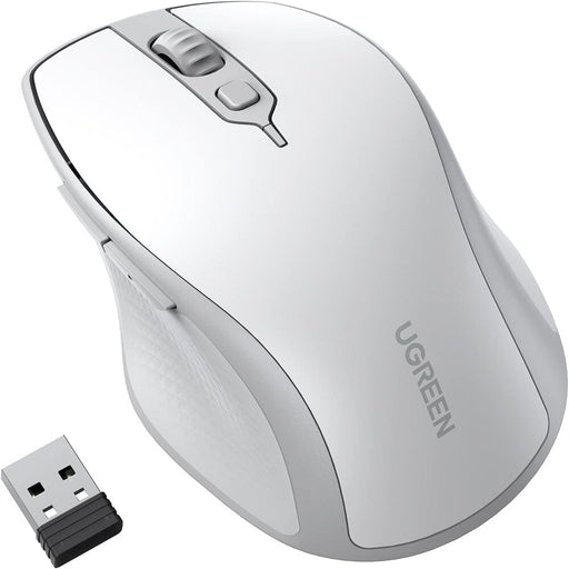 UGREEN 15805 Ergonomic Wireless BT 5.0 / 2.4G 4000Dpi Mouse (White Gray)