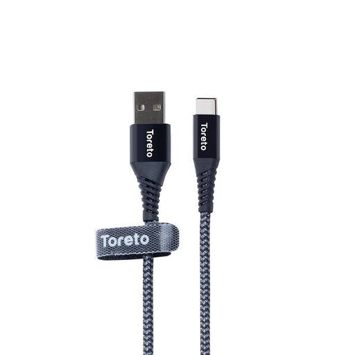 Toreto TOR-823 1 m USB Type C Cable  (Compatible with All Phones With Type C port, Silver, Black, One Cable)