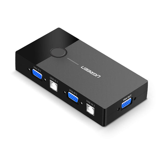 Ugreen 30357 2 Port 2-In-1 Out USB VGA VideoSharing KVM Switch Box Adapter (Black)
