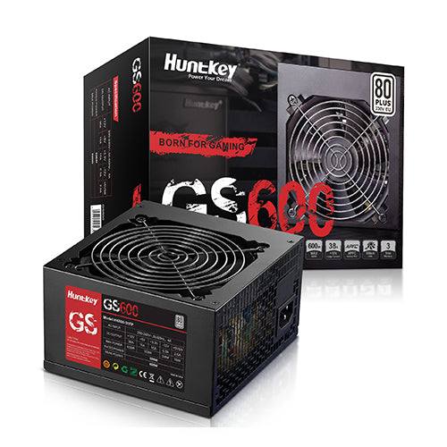 Huntkey GS600-500W 80 Plus Certified + White APFC 80 ATX12V V2.3 PSU Power Supply (Black)