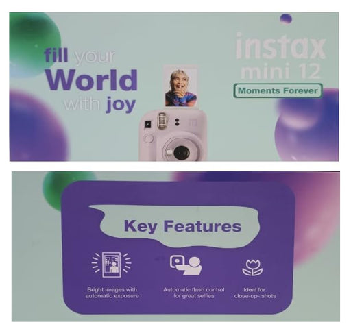 Fujifilm Instax Mini 12 Moment Forever With 20 Shots, Bunting Set, Mini 12 Cover(Lilac  Purple)