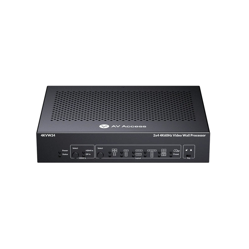 AV Access Versatile 2×4 4K HDMI & DP Video Wall Processor w/ Multiple Layouts, Cascaded up to 4×6, Bezel Correction, Wide-Screen Support (4KVW24)