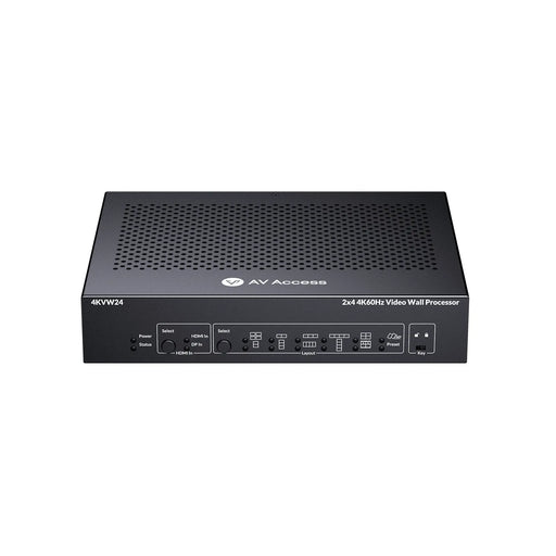 AV Access Versatile 2×4 4K HDMI & DP Video Wall Processor w/ Multiple Layouts, Cascaded up to 4×6, Bezel Correction, Wide-Screen Support (4KVW24)