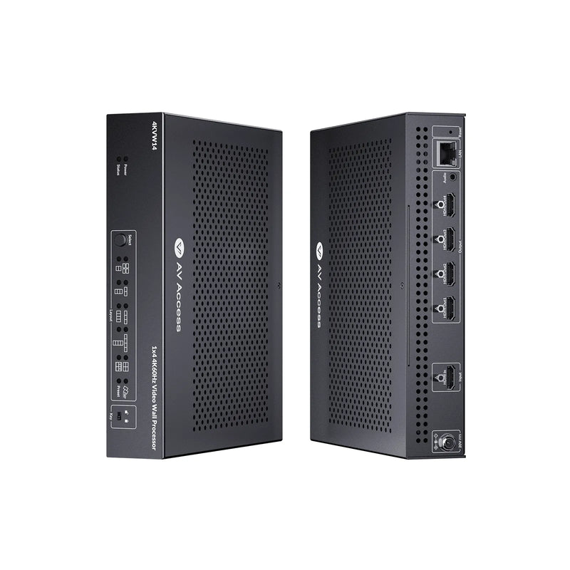 AV Access Versatile 1×4 4K HDMI Video Wall Processor with Advanced Bezel Correction, Wide-Screen Support, and Customizable Layouts