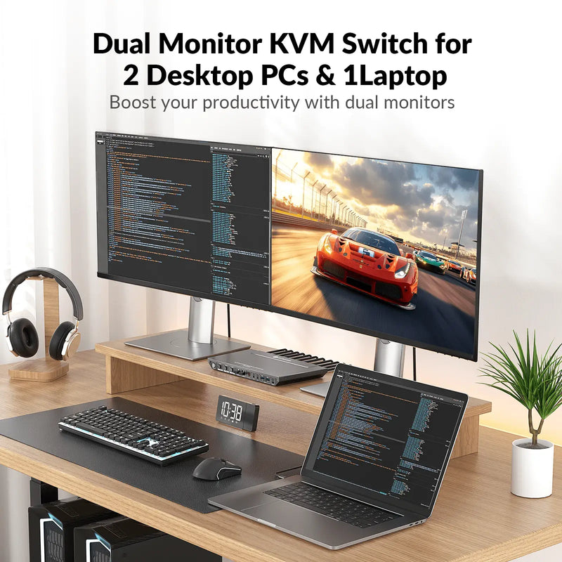 AV Access iDock B30 USB-C KVM Switch 10 In 1 Docking Station, 3-Port with HDMI for Dual Monitor, 65W Power Delivery & Ethernet Port for Laptop AV Access