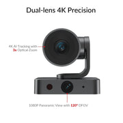 AV Access BizEye P30 4K PTZ Camera with Dual Lens, Auto Tracking & AI Framing, 3x Optical Zoom, 120° Panoramic View for Smart Video Conference AV Access