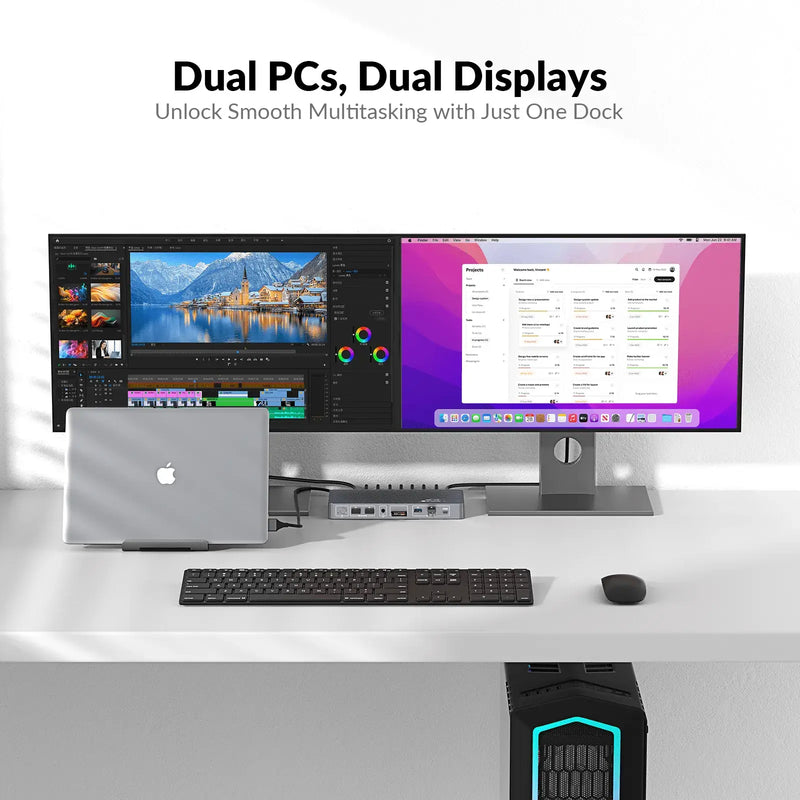 AV Access iDock M10 KVM Switch 10 In 1 Docking Station for MacBook and PC, Usb C, Dual 4K HDMI Displays, 1 Laptop + 1 Desktop Switching, High Refresh Rates, 100W Charging AV Access
