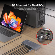 AV Access iDock B10 USB-C KVM Switch 11 in 1 Docking Station for 1 Laptop & 1 Desktop, 8K@60Hz Dual Monitors, 100W Charging, High-Speed USB 3.2, 1G Ethernet AV Access