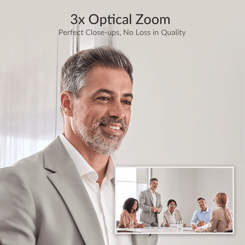 AV Access BizEye P30 4K PTZ Camera with Dual Lens, Auto Tracking & AI Framing, 3x Optical Zoom, 120° Panoramic View for Smart Video Conference AV Access